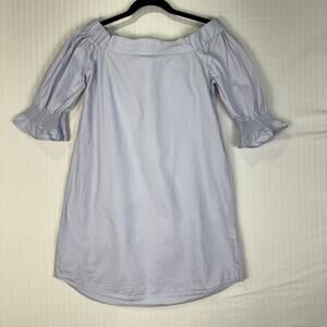Cotton On Light Blue Mini Tunic Dress Size XS 1/2 Ruffle Sleeve Off-The-Shoulder